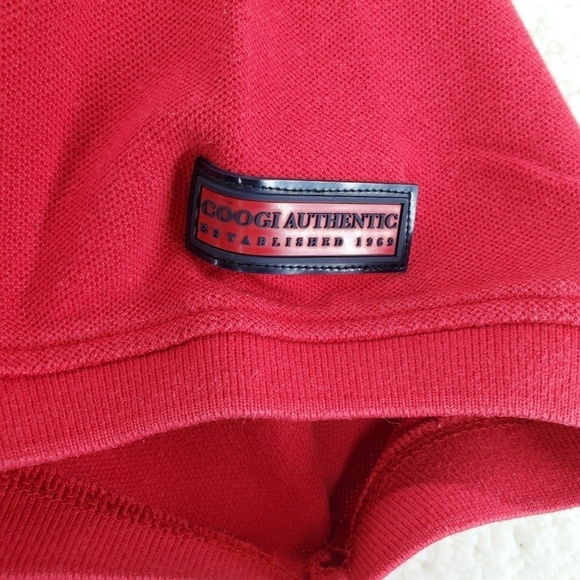 Coogi Polo Shirt Men XL SS Pullover Embellished Crest Logo Bling 100% Cotton Red - Picture 13 of 16